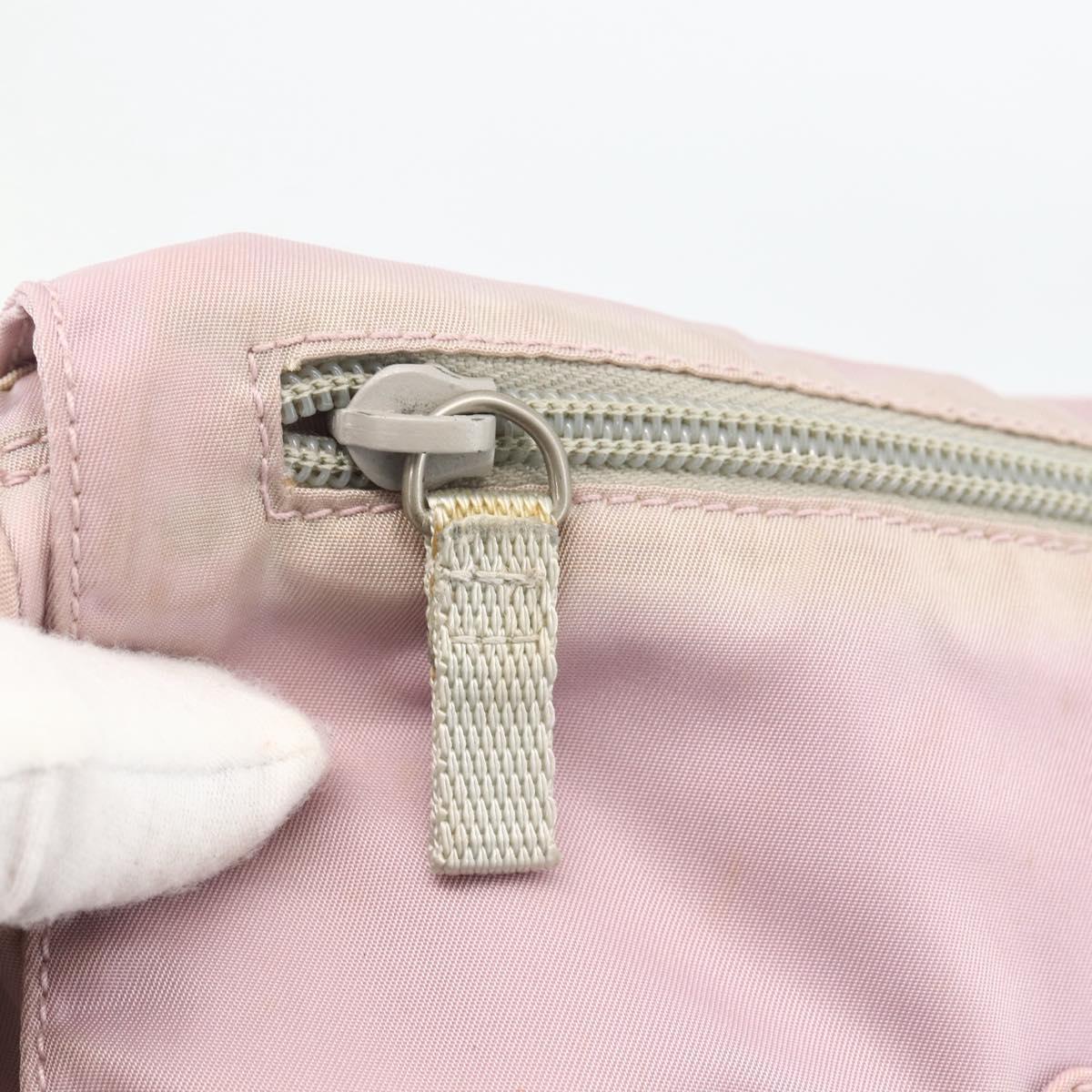PRADA Shoulder Bag Nylon Pink Silver Auth LNZ394