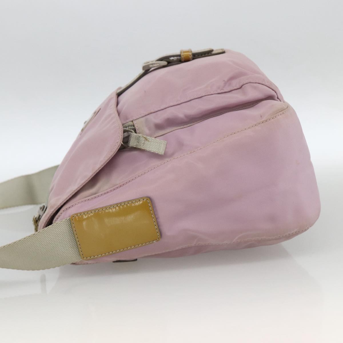 PRADA Shoulder Bag Nylon Pink Silver Auth LNZ394