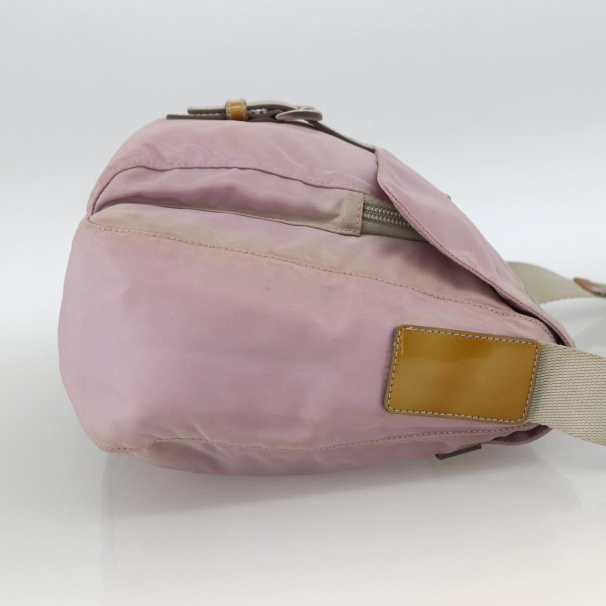 PRADA Shoulder Bag Nylon Pink Silver Auth LNZ394