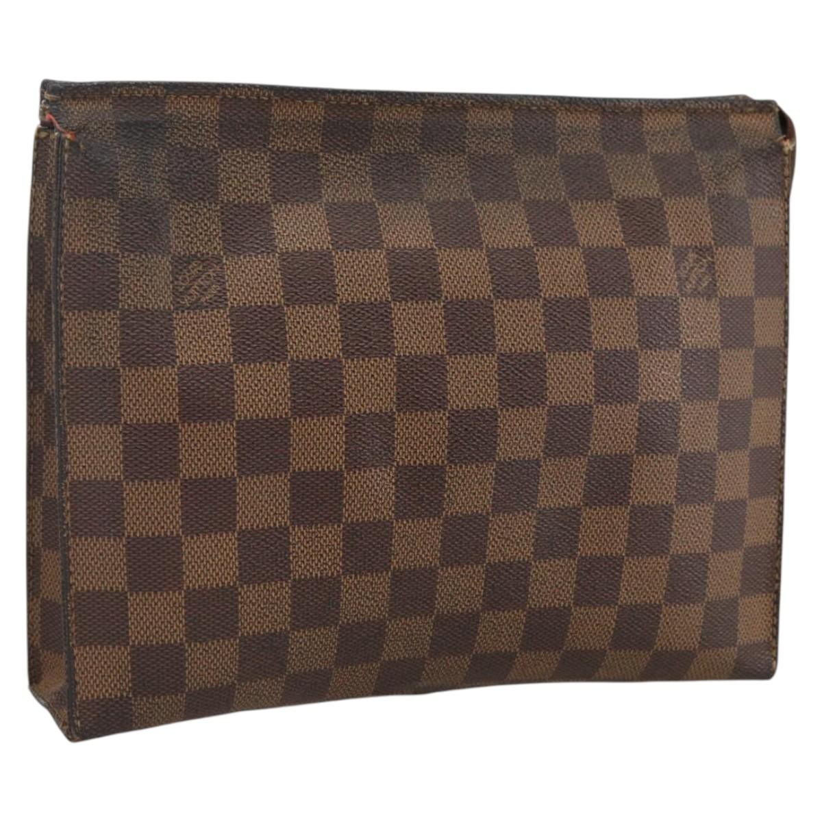 LOUIS VUITTON Damier Ebene Poche Toilette 26 Pouch N47543 LV Auth LNZ396