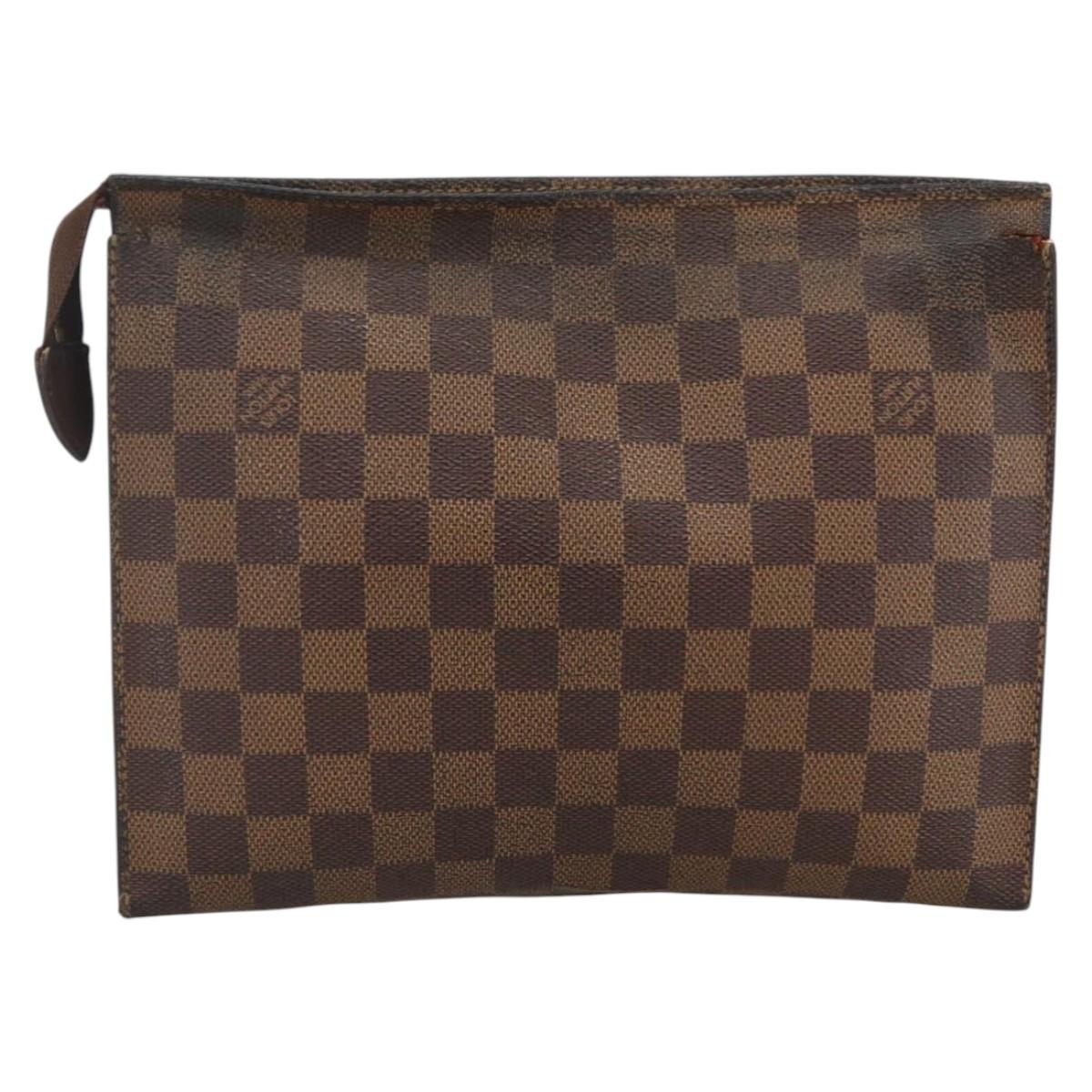 LOUIS VUITTON Damier Ebene Poche Toilette 26 Pouch N47543 LV Auth LNZ396