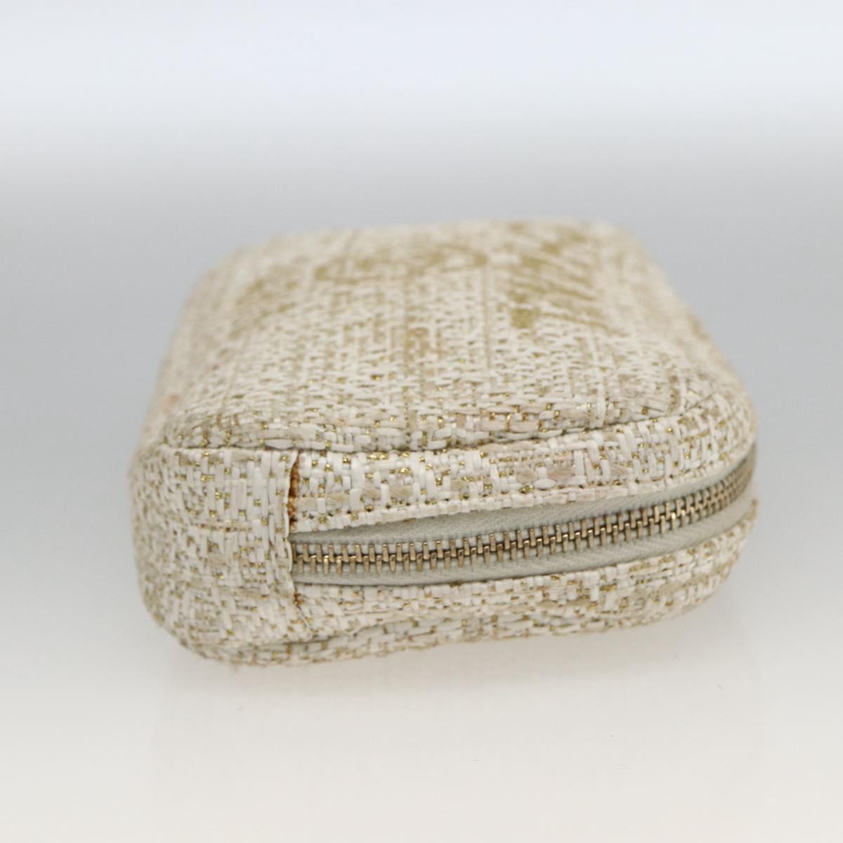 CHANEL Pouch Tweed Ivory Gold CC Auth LNZ410V