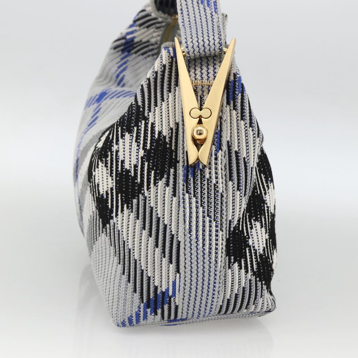 BURBERRY Nova Check Hand Bag Canvas Light Blue Gold Auth LNZ422SAM