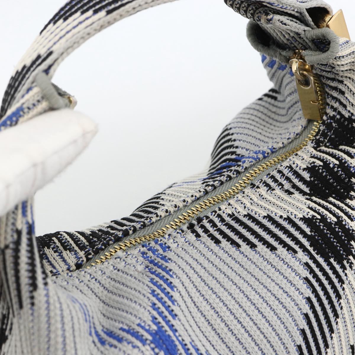 BURBERRY Nova Check Hand Bag Canvas Light Blue Gold Auth LNZ422SAM