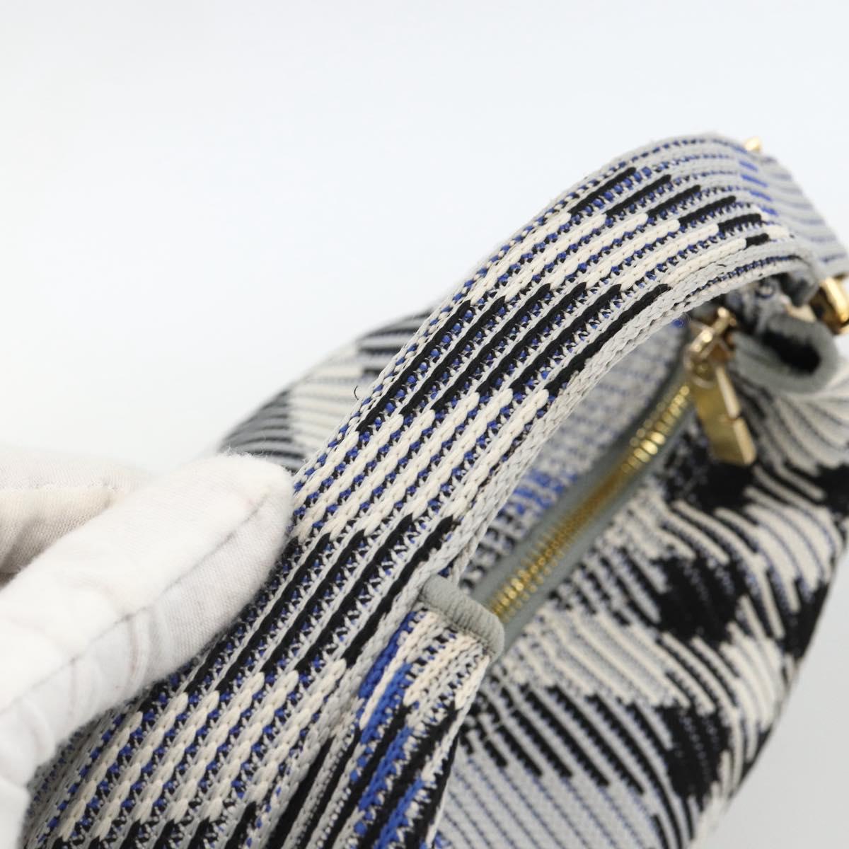 BURBERRY Nova Check Hand Bag Canvas Light Blue Gold Auth LNZ422SAM
