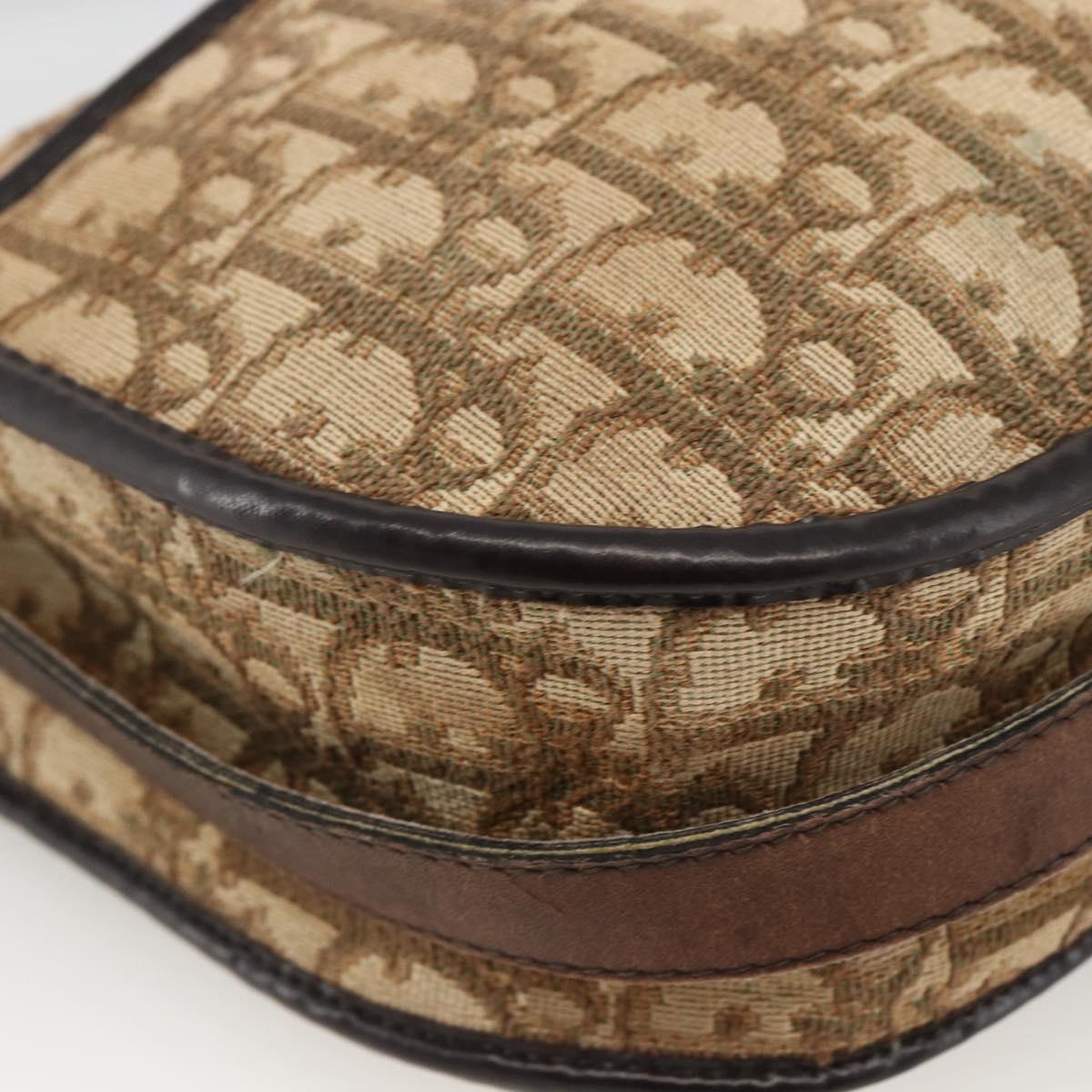 Christian Dior Trotter Canvas Shoulder Bag Beige Gold Auth LNZ423