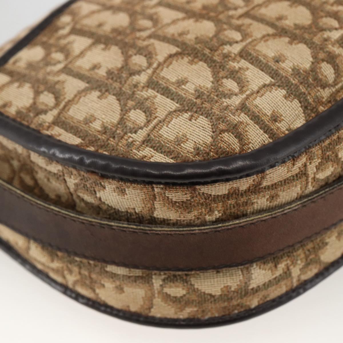 Christian Dior Trotter Canvas Shoulder Bag Beige Gold Auth LNZ423