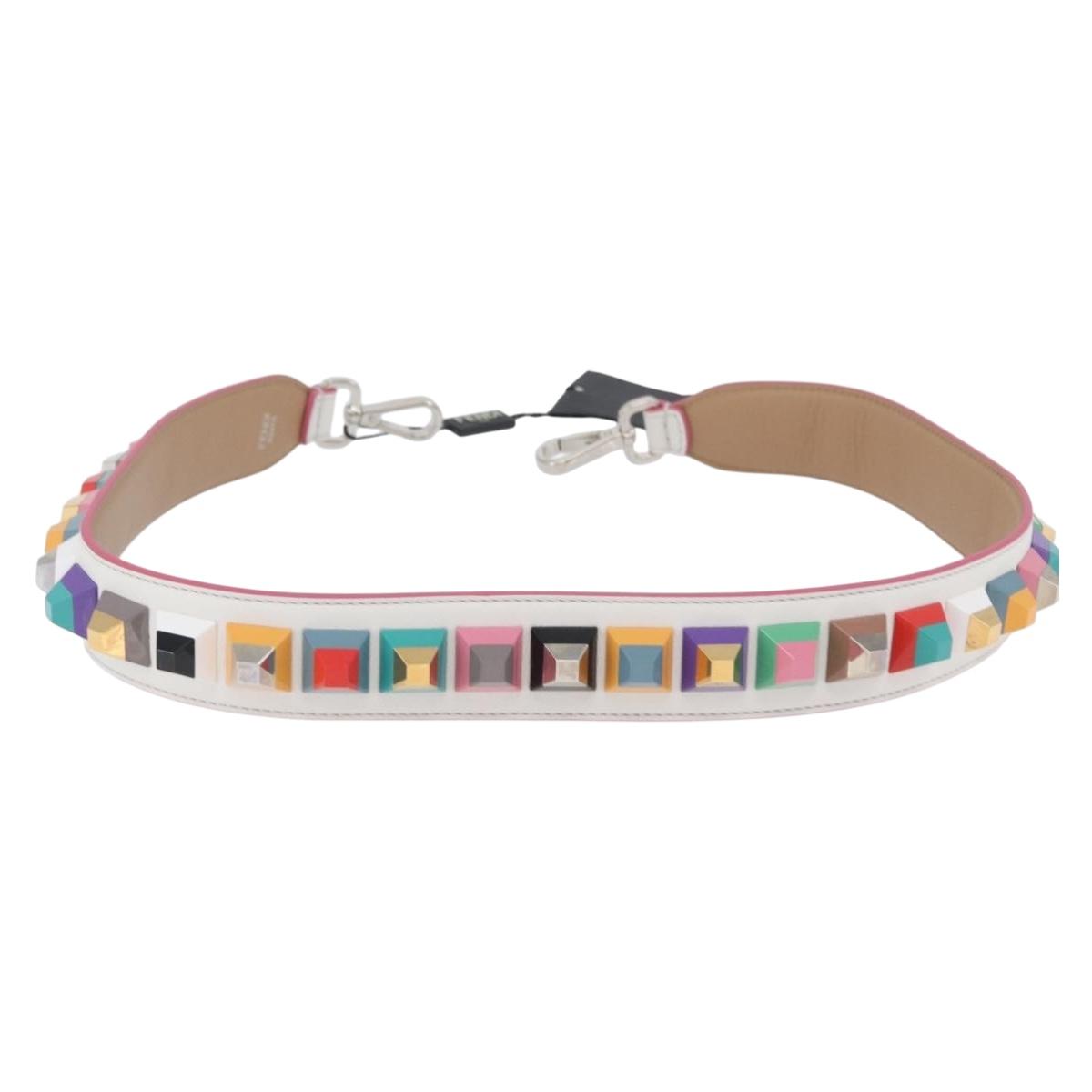 FENDI Shoulder Strap Leather Multicolor Auth LNZ424