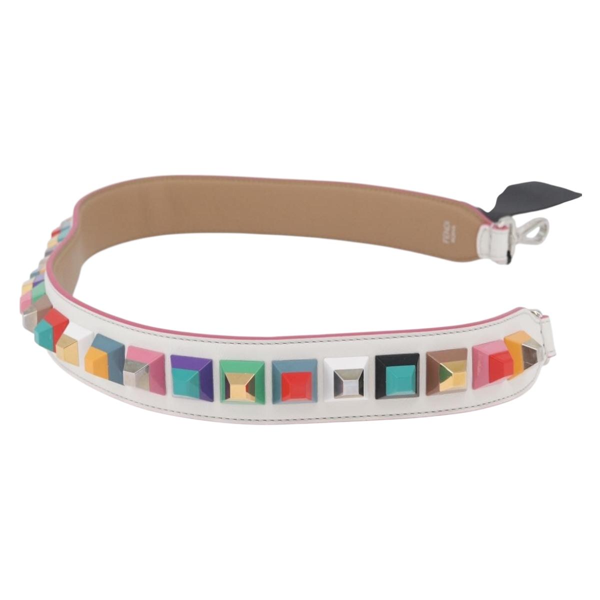FENDI Shoulder Strap Leather Multicolor Auth LNZ424