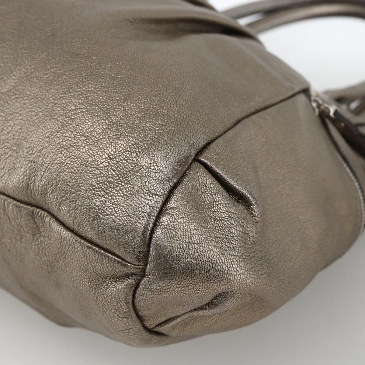 Salvatore Ferragamo Gancini Hand Bag Leather White Silver Auth LNZ426