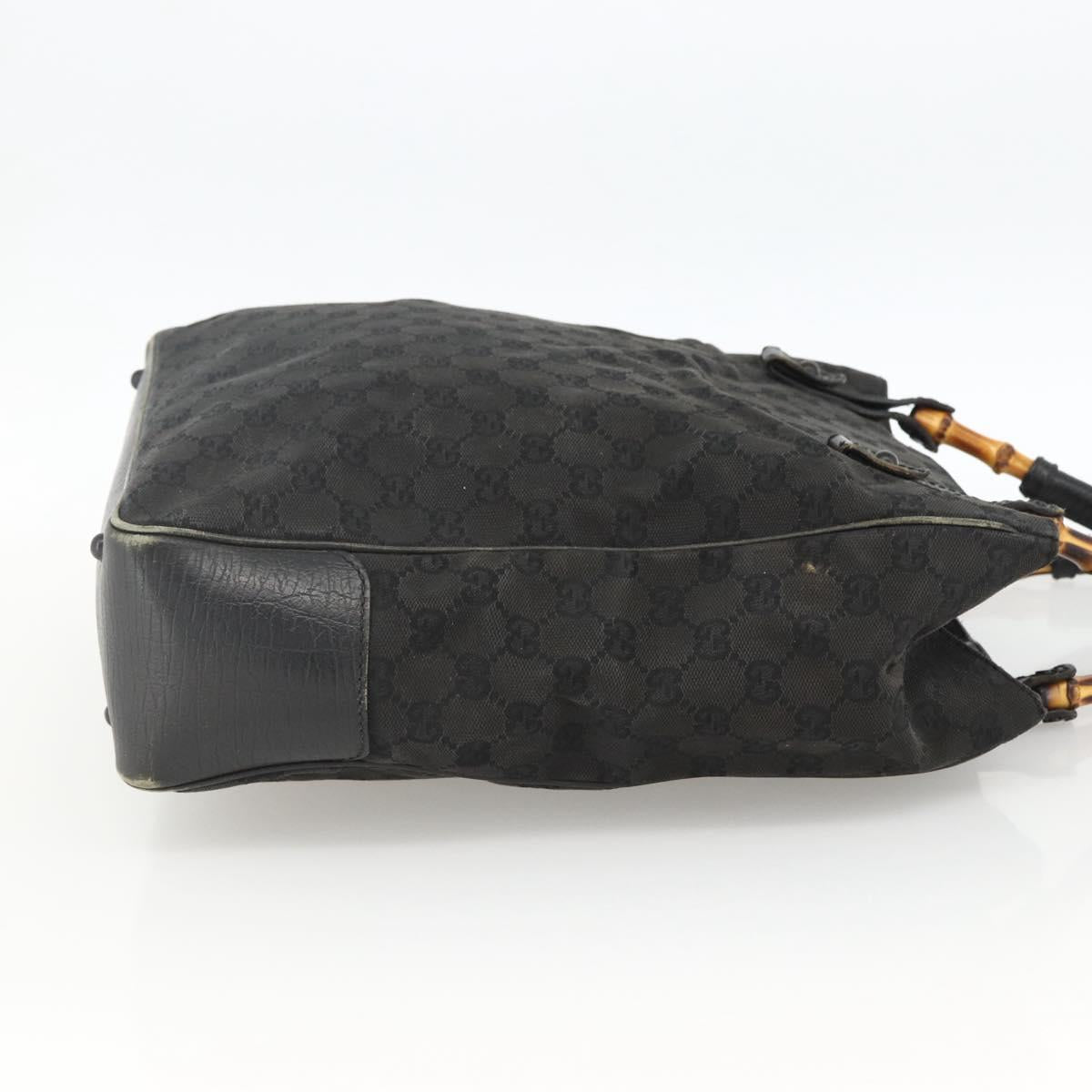 GUCCI Bamboo GG Canvas Hand Bag Black 112530 Auth LNZ427