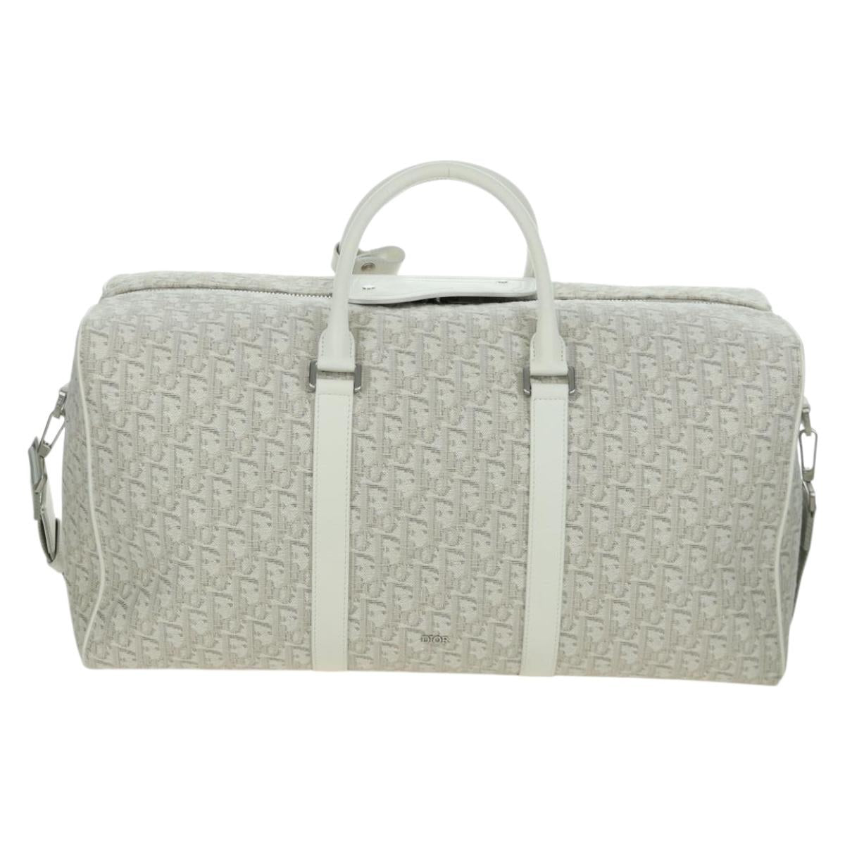 Christian Dior Trotter Canvas Boston Bag 2way White Auth LNZ433SM