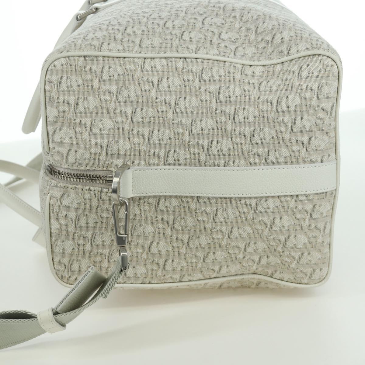 Christian Dior Trotter Canvas Boston Bag 2way White Auth LNZ433SM