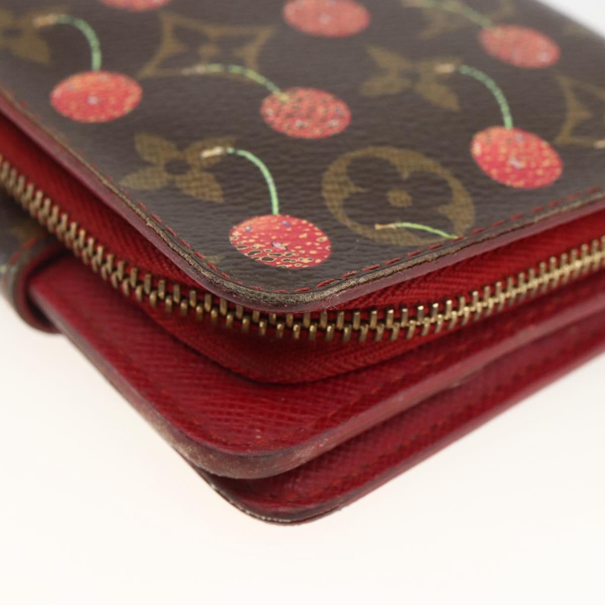 LOUIS VUITTON Monogram Cherry Compact zip Bifold Wallet M95005 LV Auth LNZ439