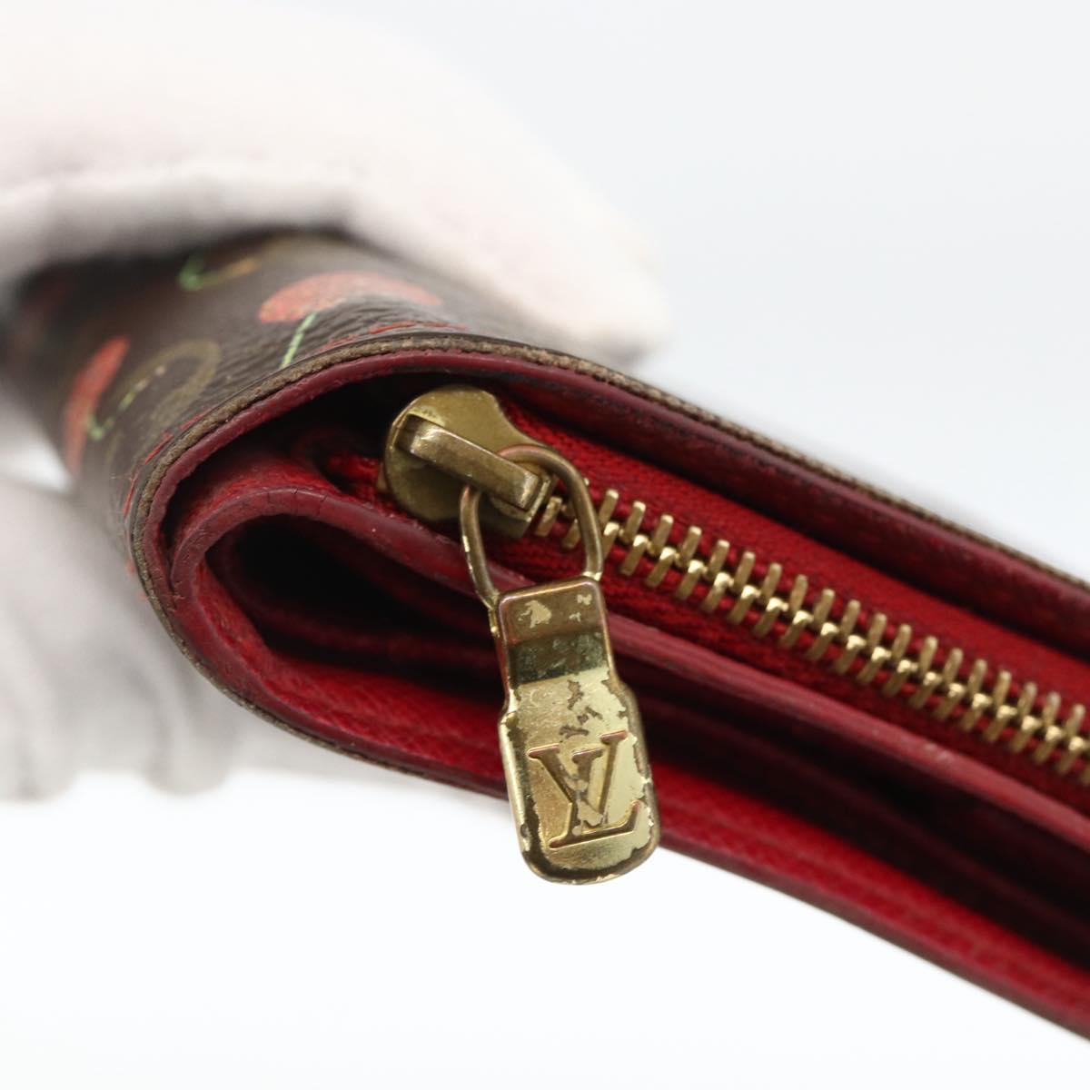 LOUIS VUITTON Monogram Cherry Compact zip Bifold Wallet M95005 LV Auth LNZ439