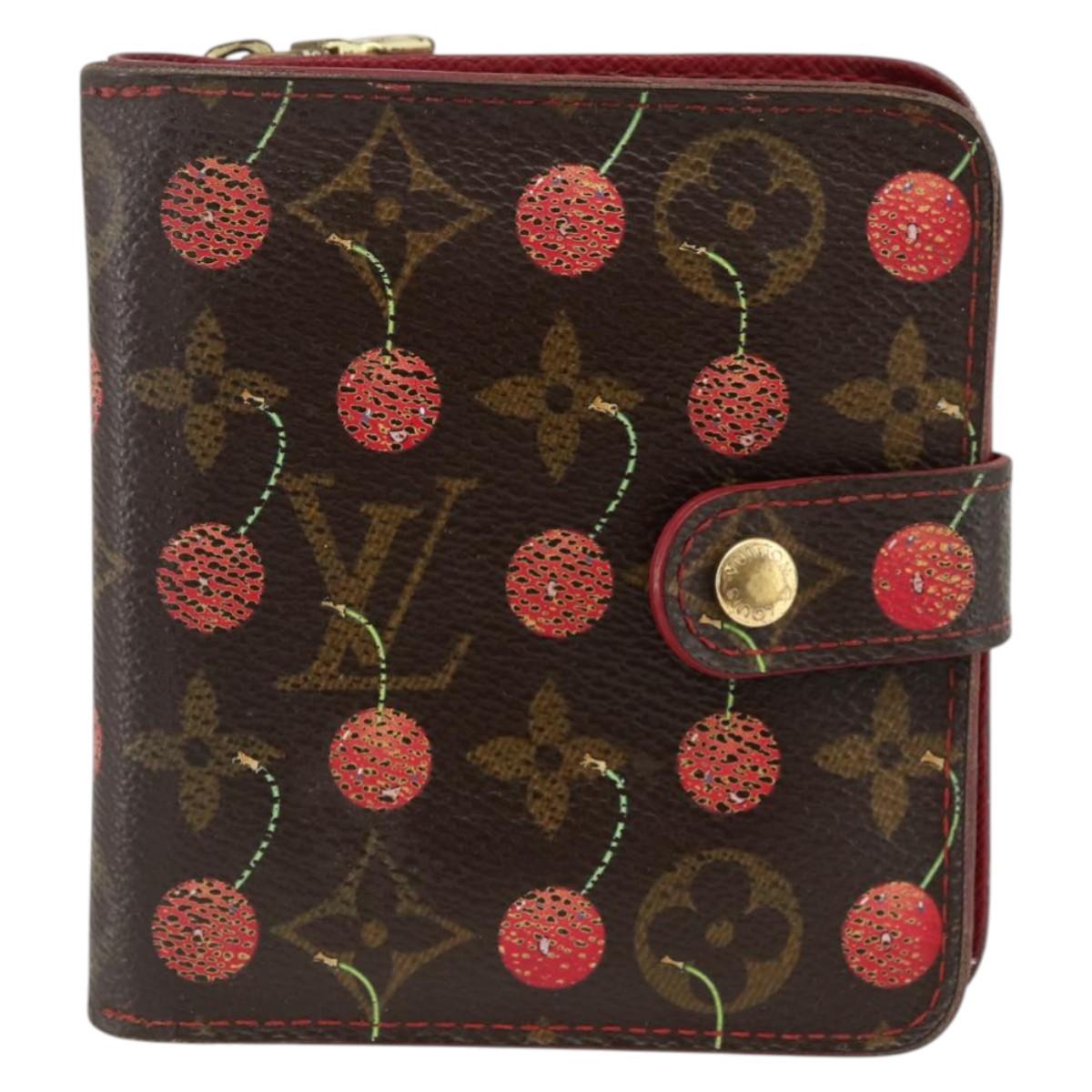LOUIS VUITTON Monogram Cherry Compact zip Bifold Wallet M95005 LV Auth LNZ439