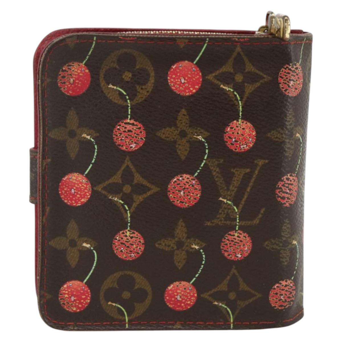 LOUIS VUITTON Monogram Cherry Compact zip Bifold Wallet M95005 LV Auth LNZ439