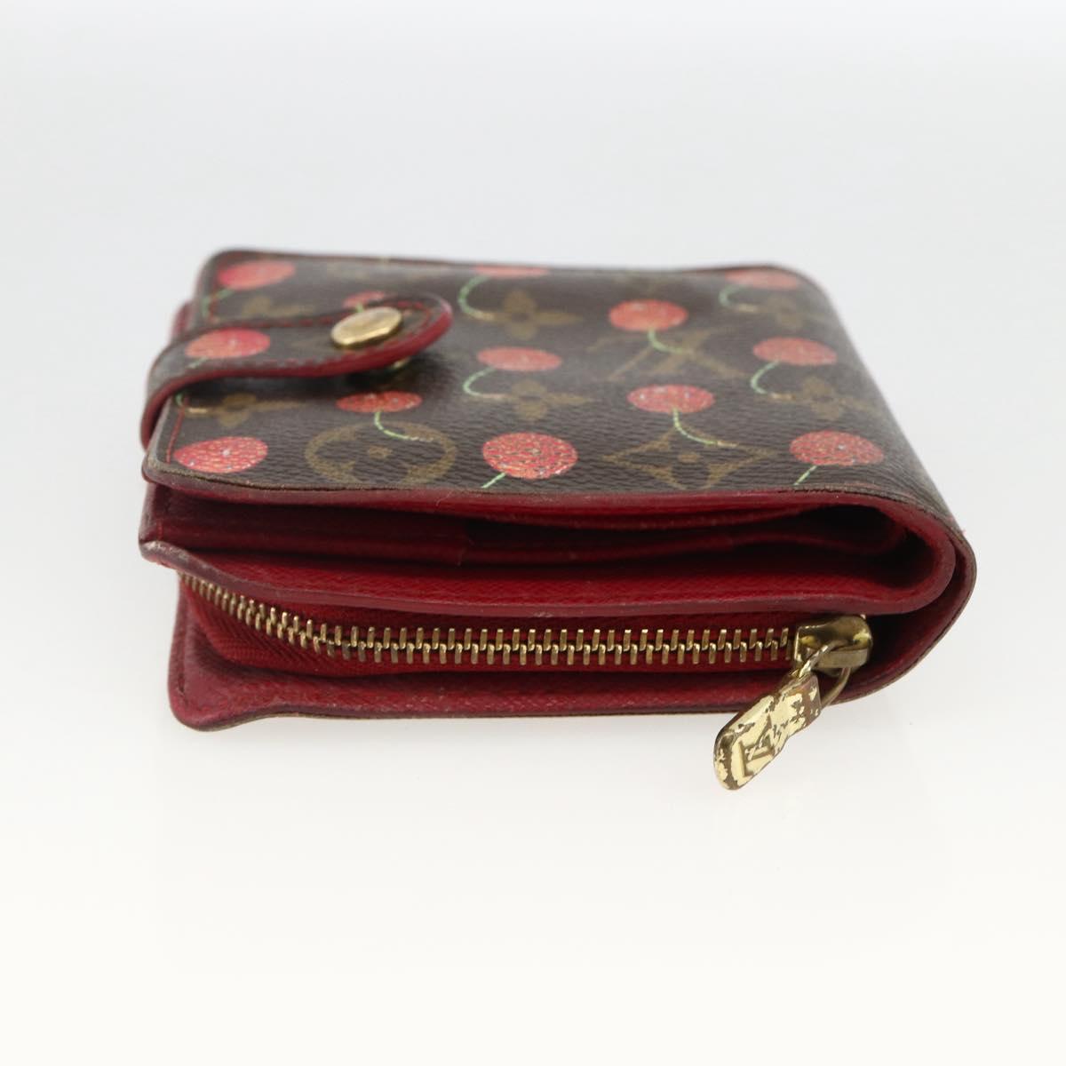 LOUIS VUITTON Monogram Cherry Compact zip Bifold Wallet M95005 LV Auth LNZ439