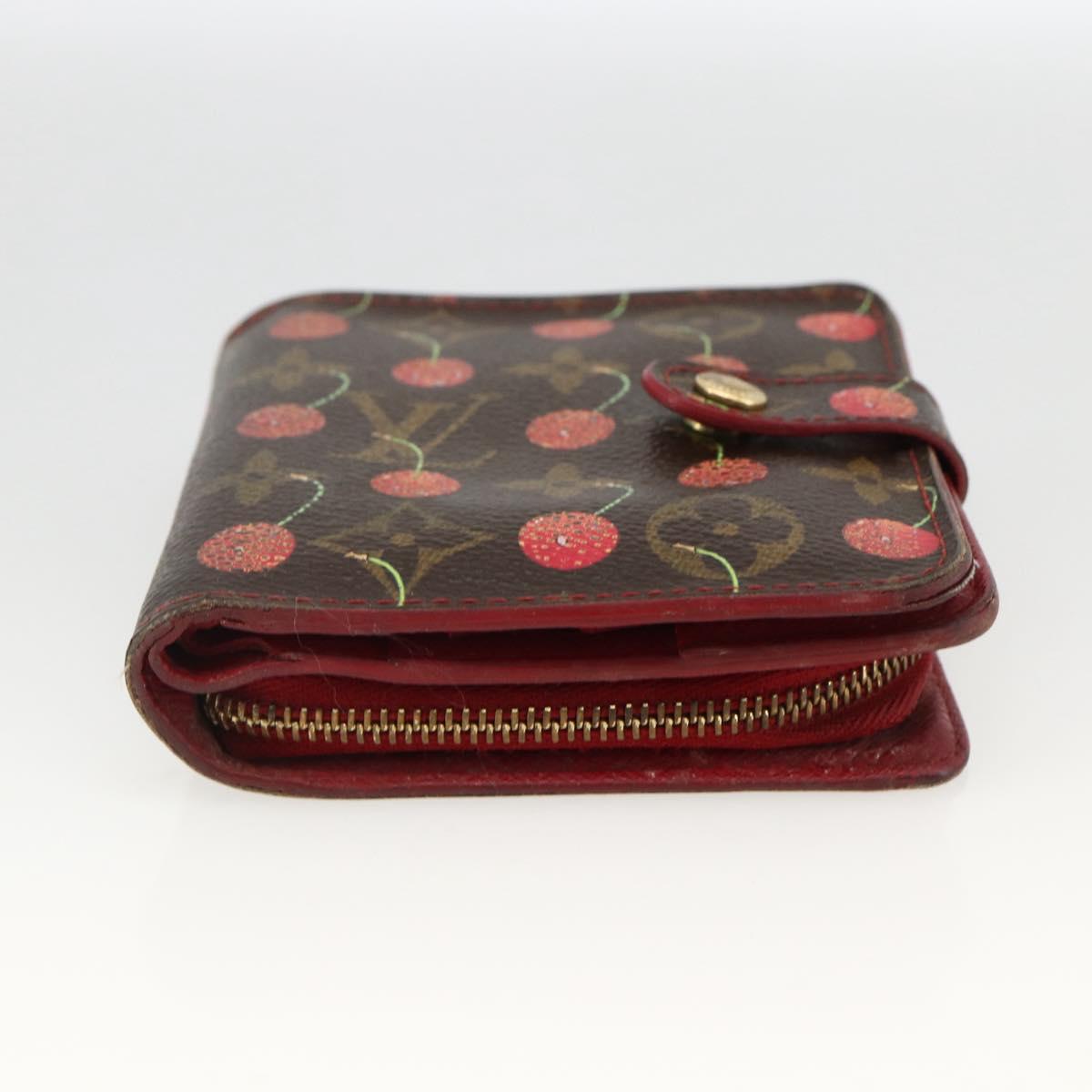 LOUIS VUITTON Monogram Cherry Compact zip Bifold Wallet M95005 LV Auth LNZ439