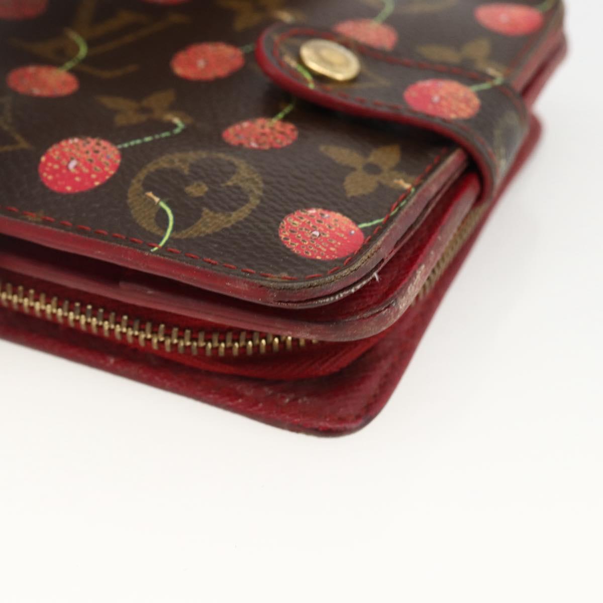 LOUIS VUITTON Monogram Cherry Compact zip Bifold Wallet M95005 LV Auth LNZ439