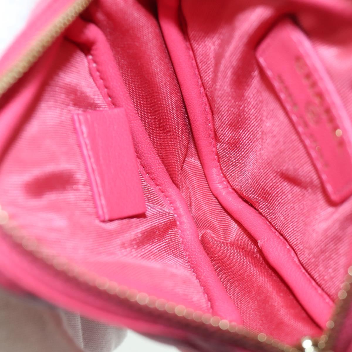 CHANEL Choco Bar Chain Shoulder Pouch Lamb Skin Pink Gold CC Auth LNZ440SAM
