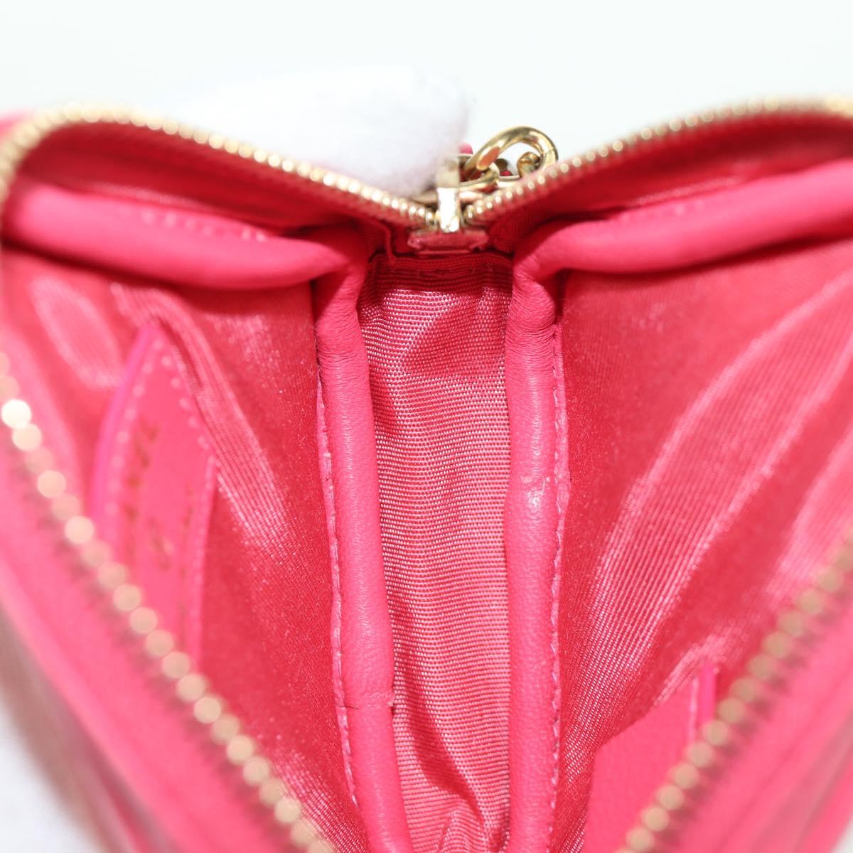 CHANEL Choco Bar Chain Shoulder Pouch Lamb Skin Pink Gold CC Auth LNZ440SAM