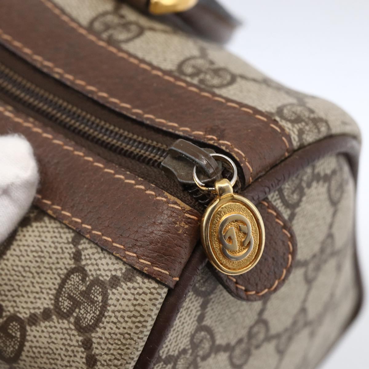 GUCCI GG Supreme Web Sherry Line Boston Bag PVC Beige Gold 40 02 006 Auth LNZ451