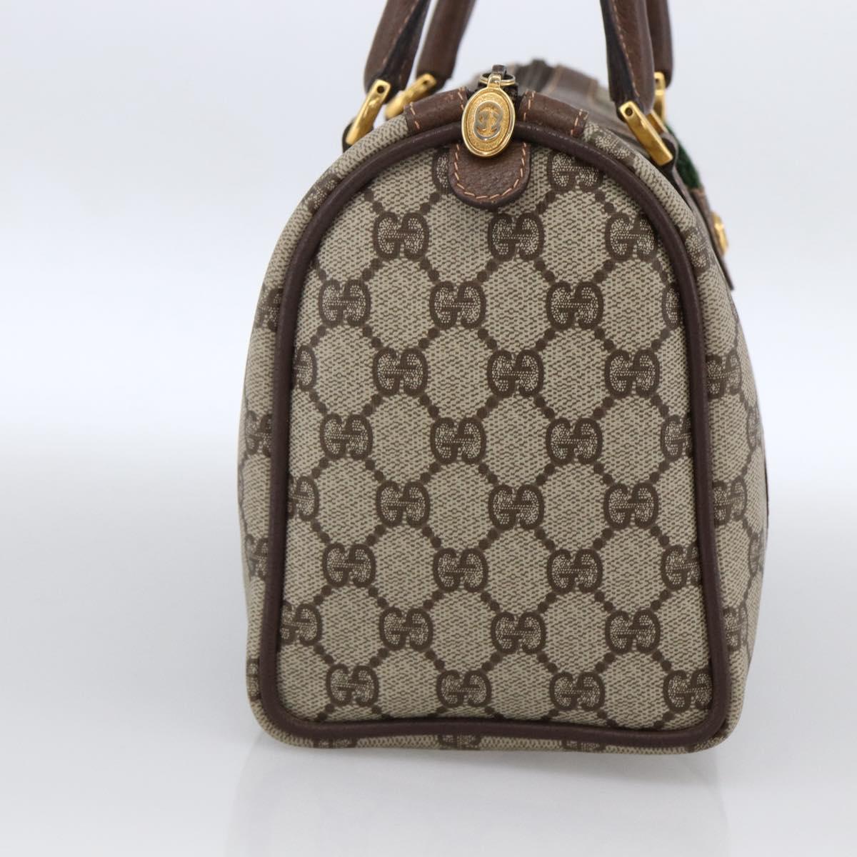 GUCCI GG Supreme Web Sherry Line Boston Bag PVC Beige Gold 40 02 006 Auth LNZ451