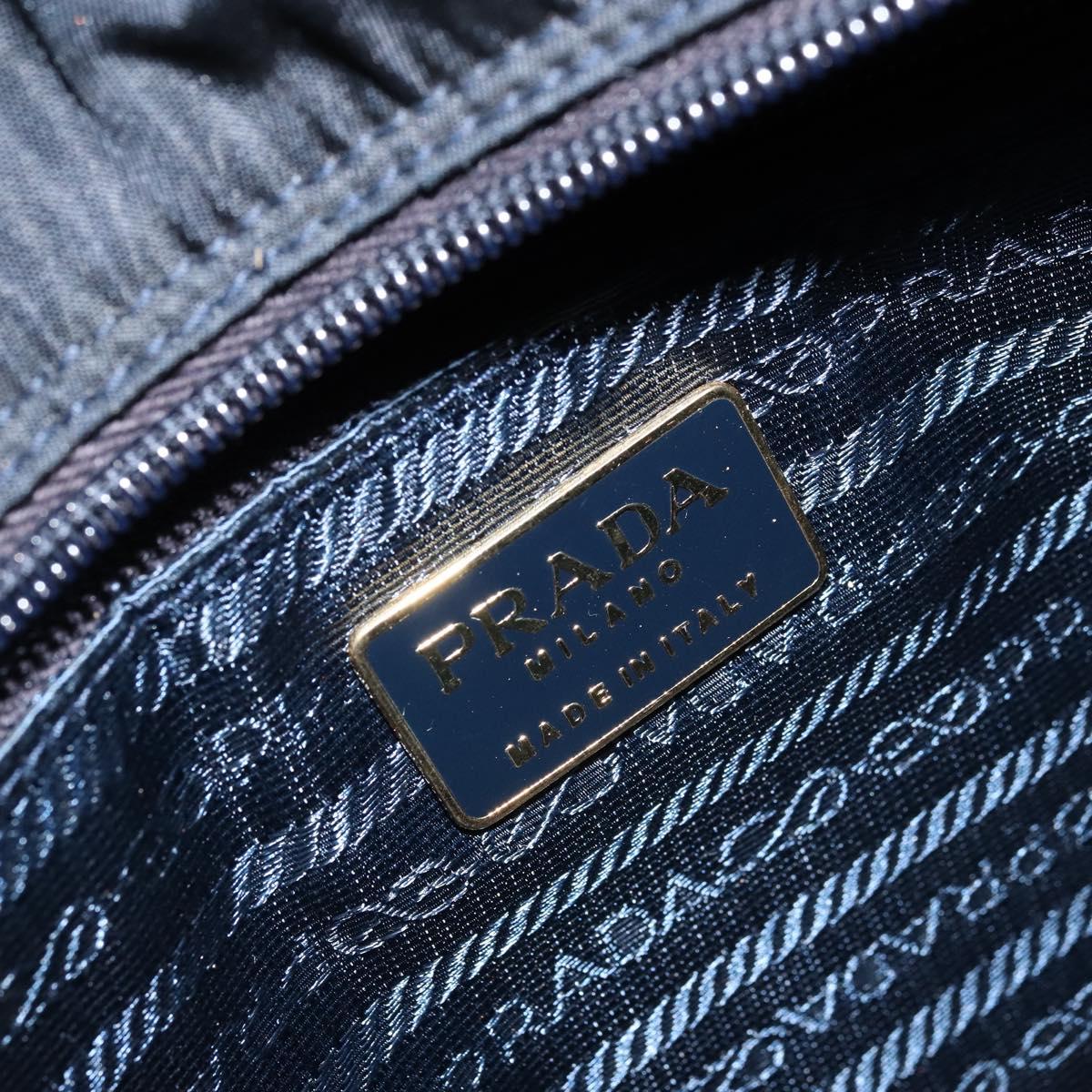 PRADA Metal Handle Hand Bag Nylon Black Gold Auth LNZ454V