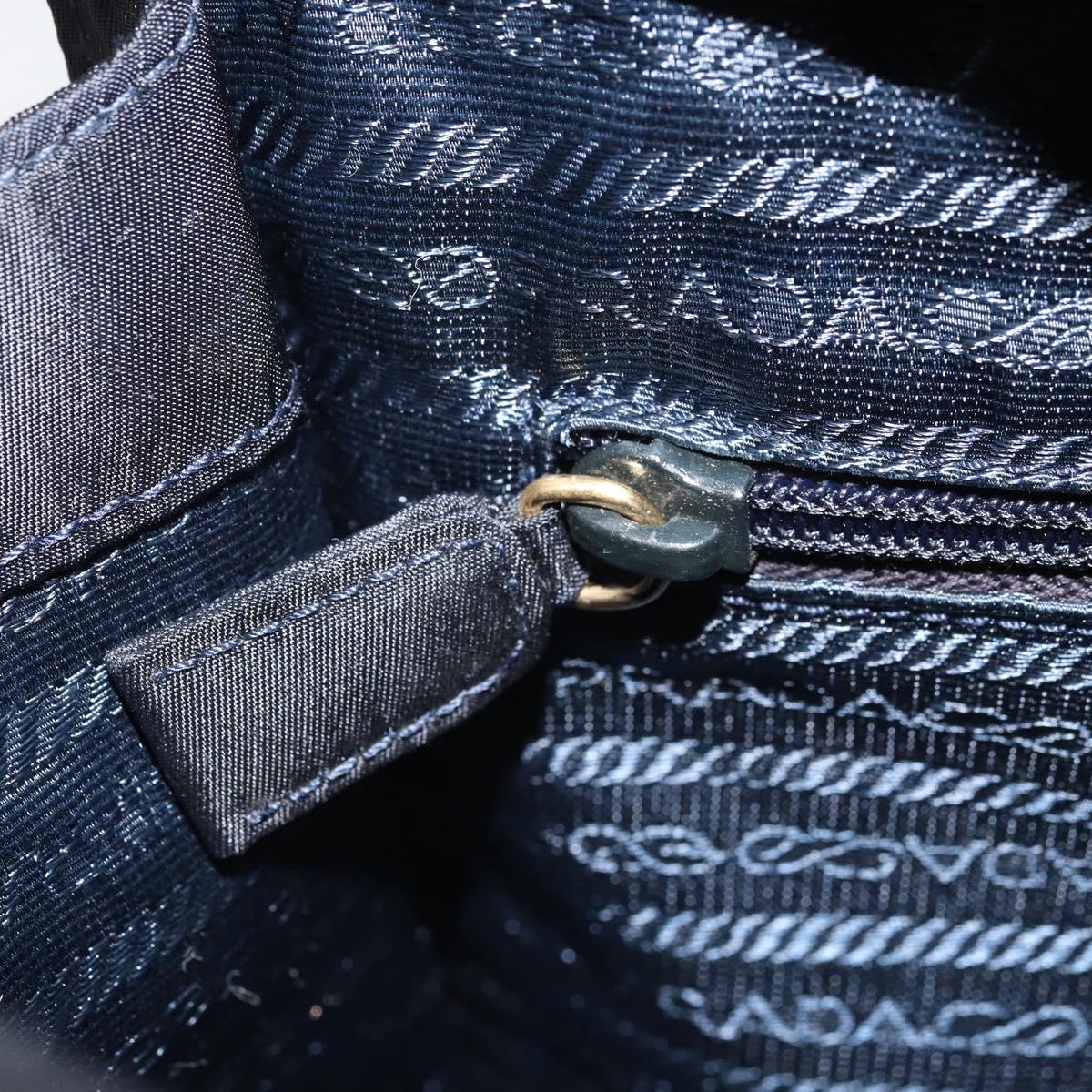 PRADA Metal Handle Hand Bag Nylon Black Gold Auth LNZ454V
