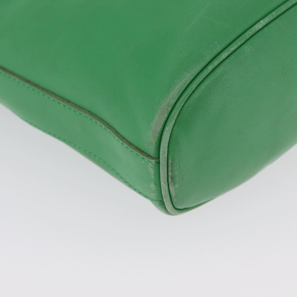 CELINE Shoulder Bag Leather Green Gold Auth LNZ455A