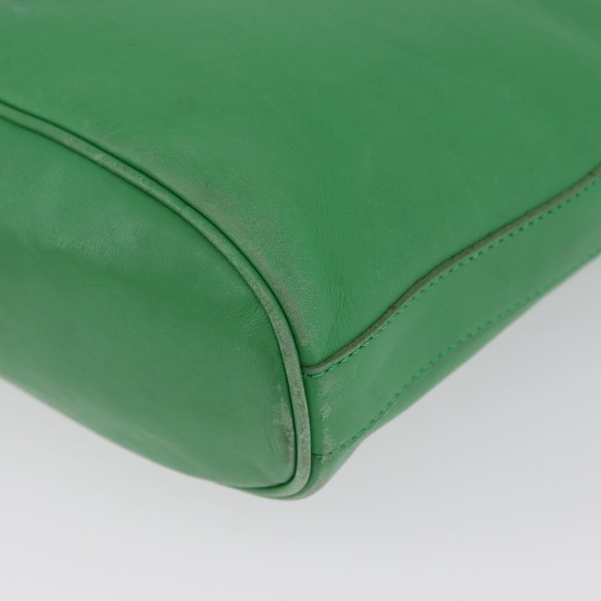 CELINE Shoulder Bag Leather Green Gold Auth LNZ455A