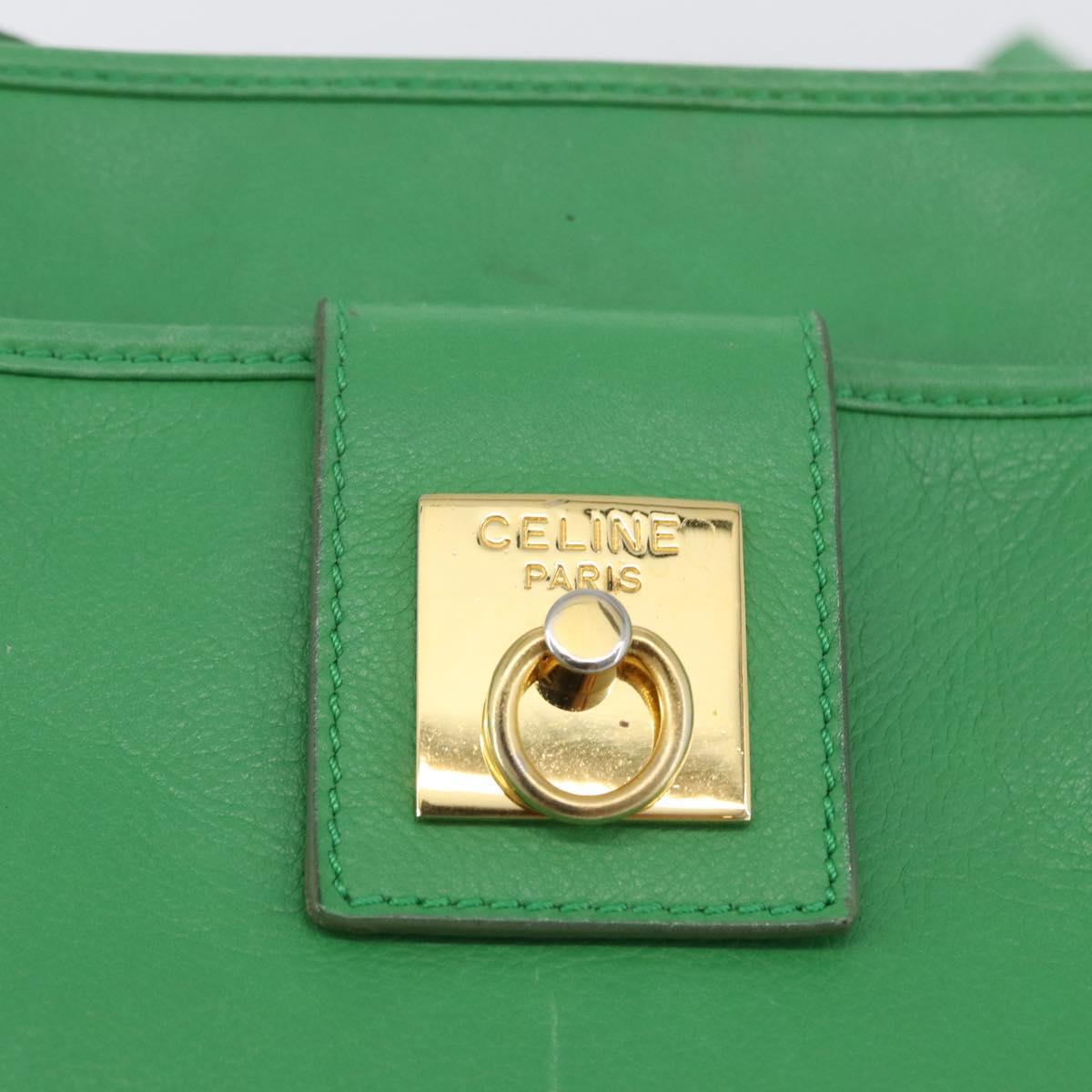 CELINE Shoulder Bag Leather Green Gold Auth LNZ455A