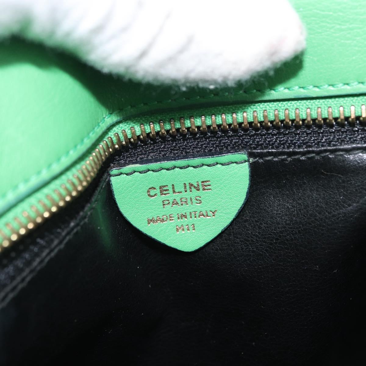 CELINE Shoulder Bag Leather Green Gold Auth LNZ455A