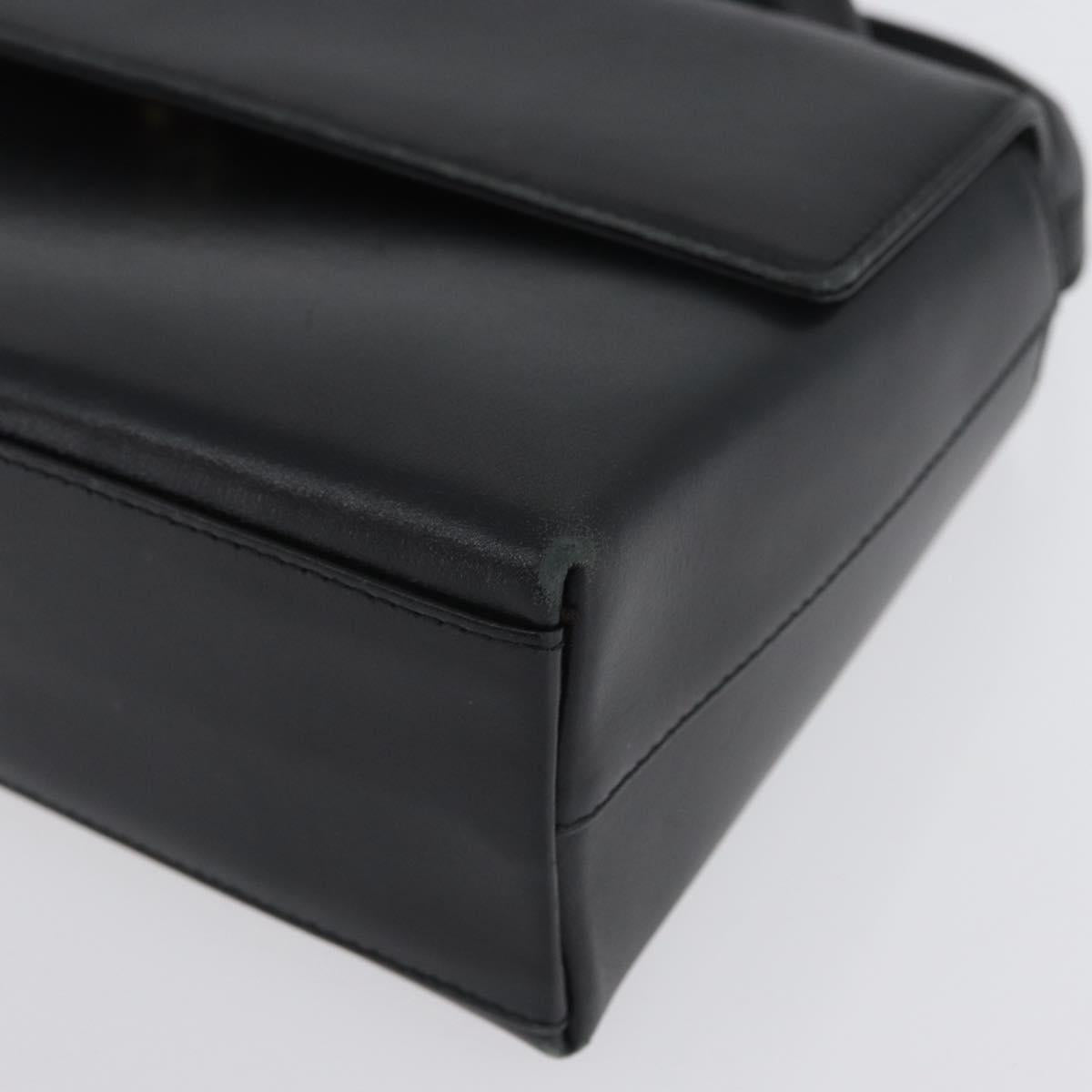 Salvatore Ferragamo Hand Bag Leather 2way Black Gold Auth LNZ457