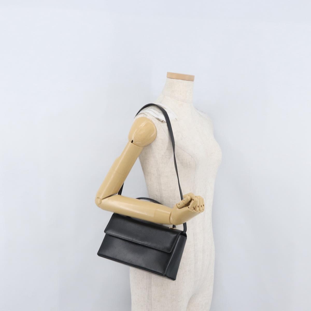 Salvatore Ferragamo Hand Bag Leather 2way Black Gold Auth LNZ457