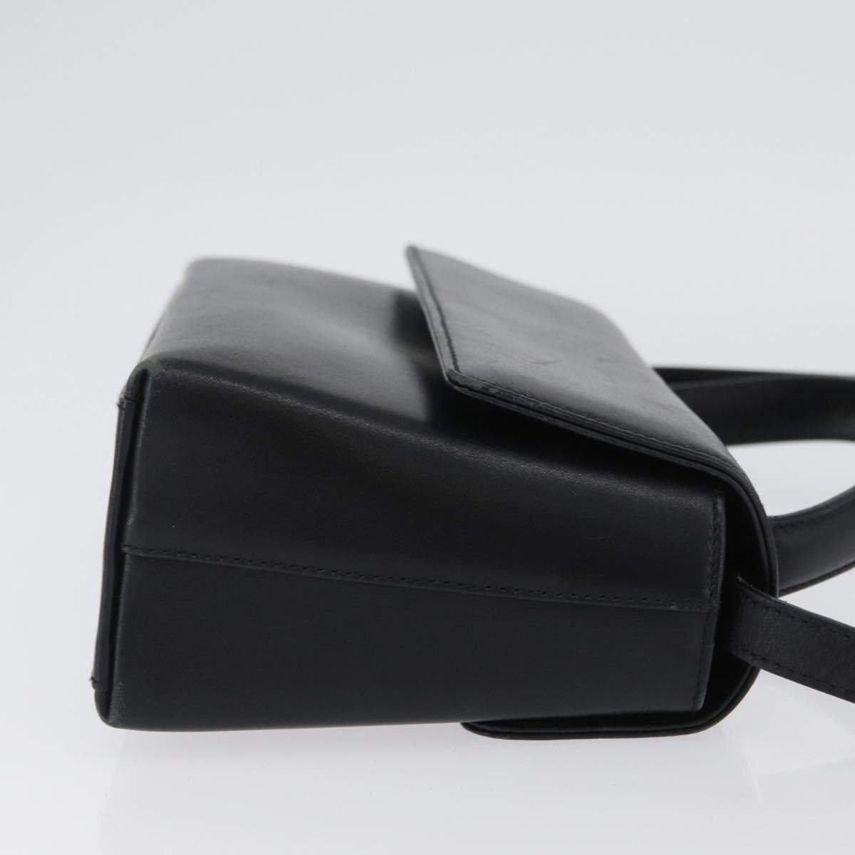 Salvatore Ferragamo Hand Bag Leather 2way Black Gold Auth LNZ457