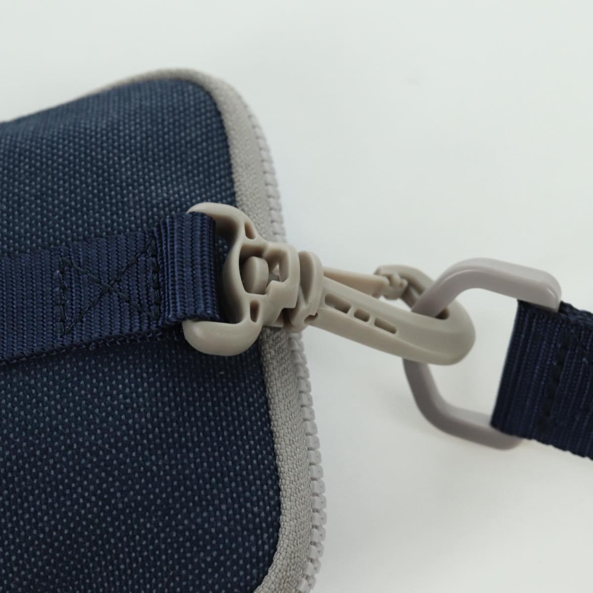 LOEWE Neck Pouch Canvas Blue Silver Auth LNZ470M