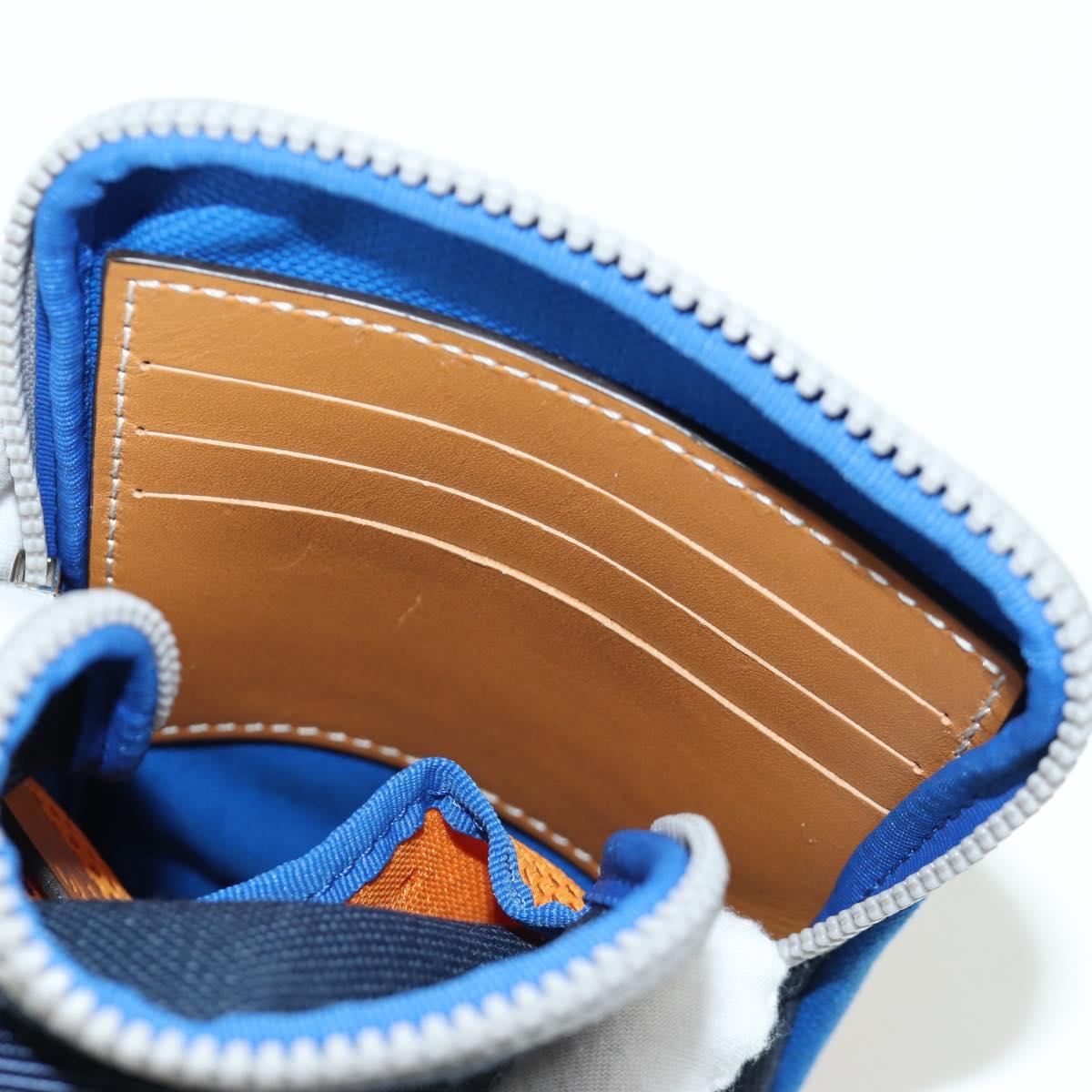 LOEWE Neck Pouch Canvas Blue Silver Auth LNZ470M