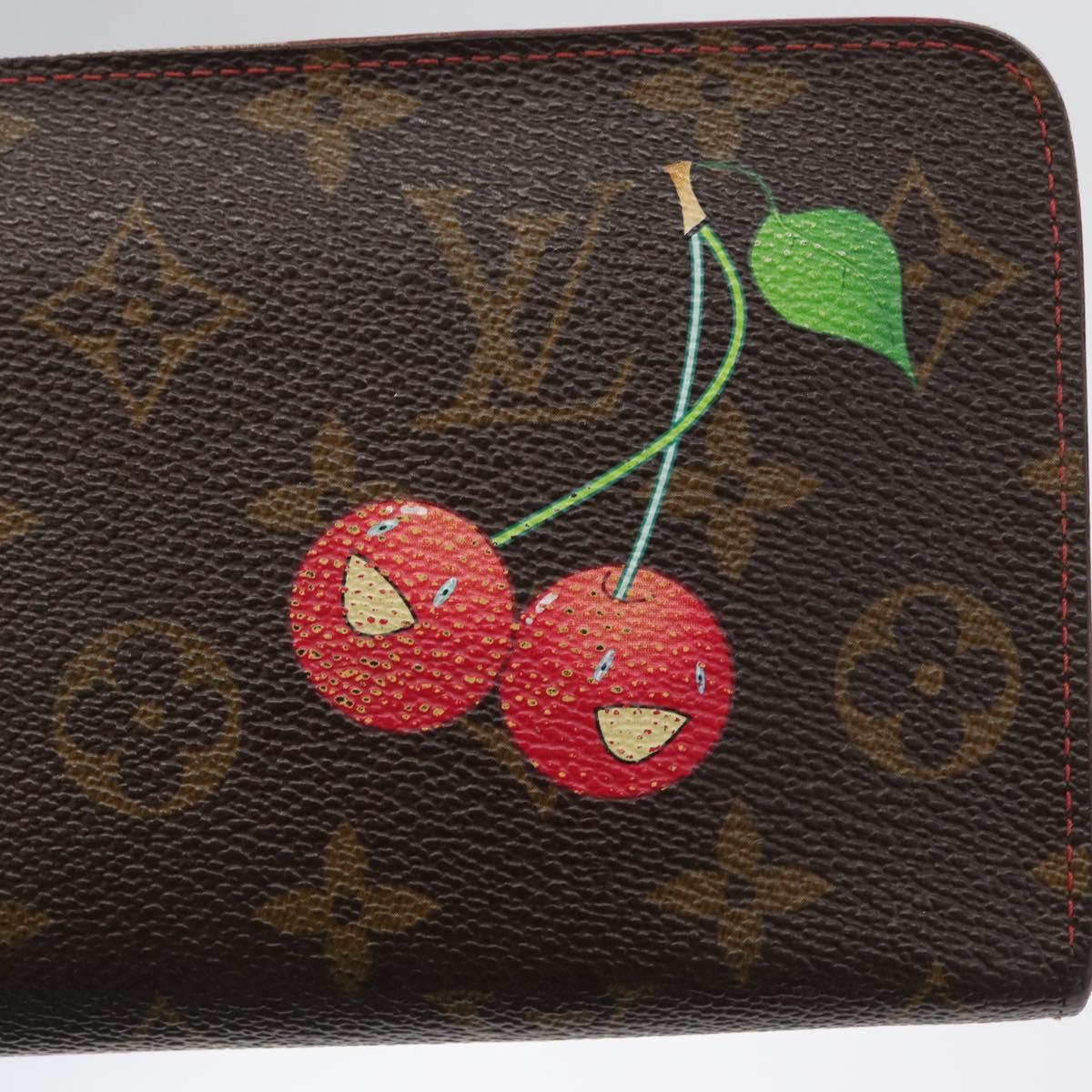 LOUIS VUITTON Monogram Cherry Porte Monnaie Zip Long Wallet M95006 Auth LNZ473