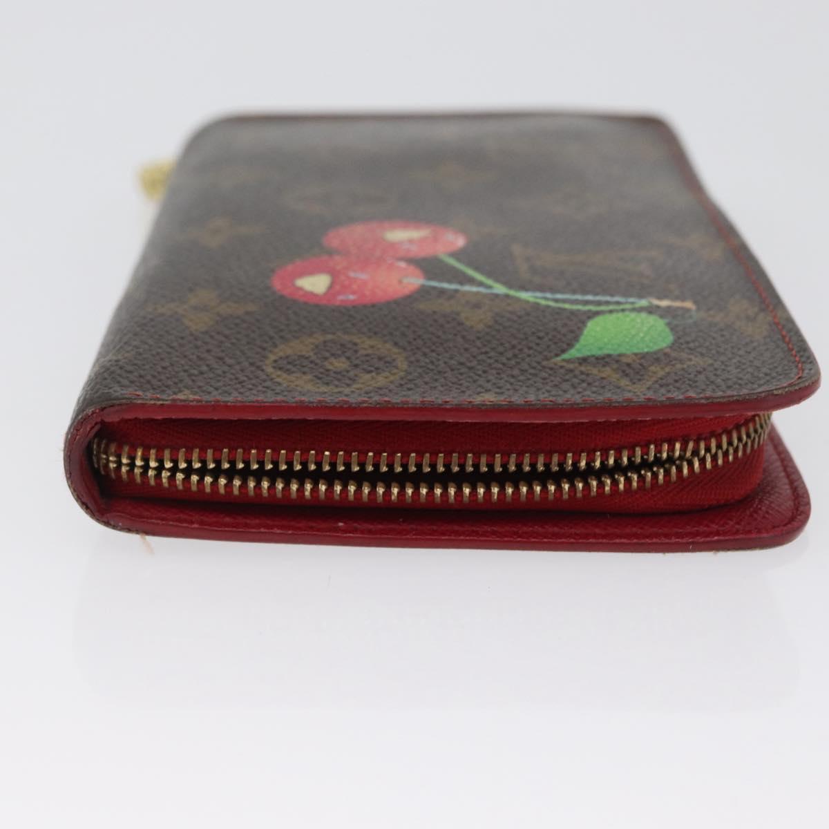 LOUIS VUITTON Monogram Cherry Porte Monnaie Zip Long Wallet M95006 Auth LNZ473