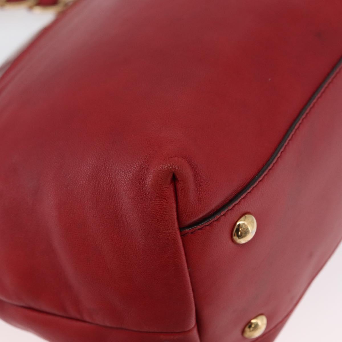 Salvatore Ferragamo Vala Tote Bag Leather Red Gold Auth LNZ476