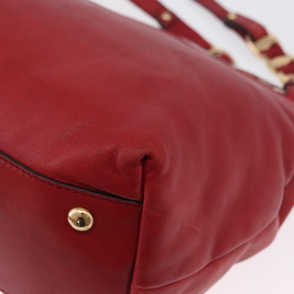 Salvatore Ferragamo Vala Tote Bag Leather Red Gold Auth LNZ476