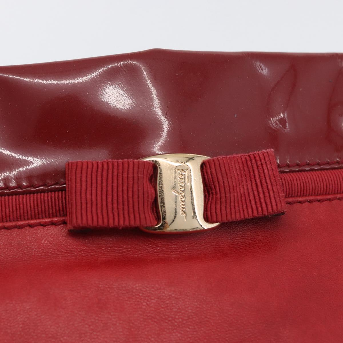 Salvatore Ferragamo Vala Tote Bag Leather Red Gold Auth LNZ476