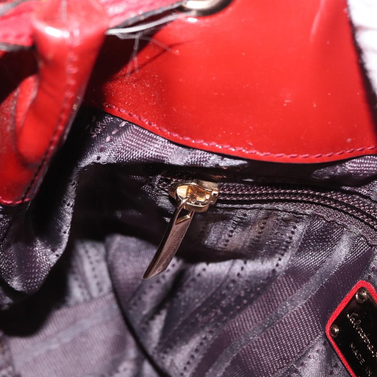 Salvatore Ferragamo Vala Tote Bag Leather Red Gold Auth LNZ476