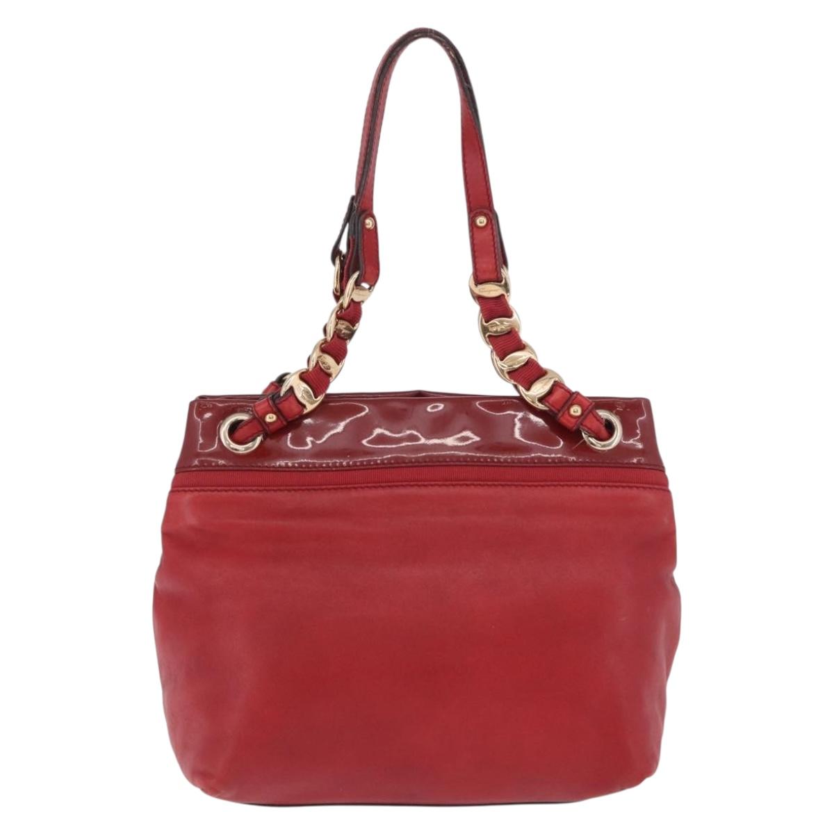 Salvatore Ferragamo Vala Tote Bag Leather Red Gold Auth LNZ476