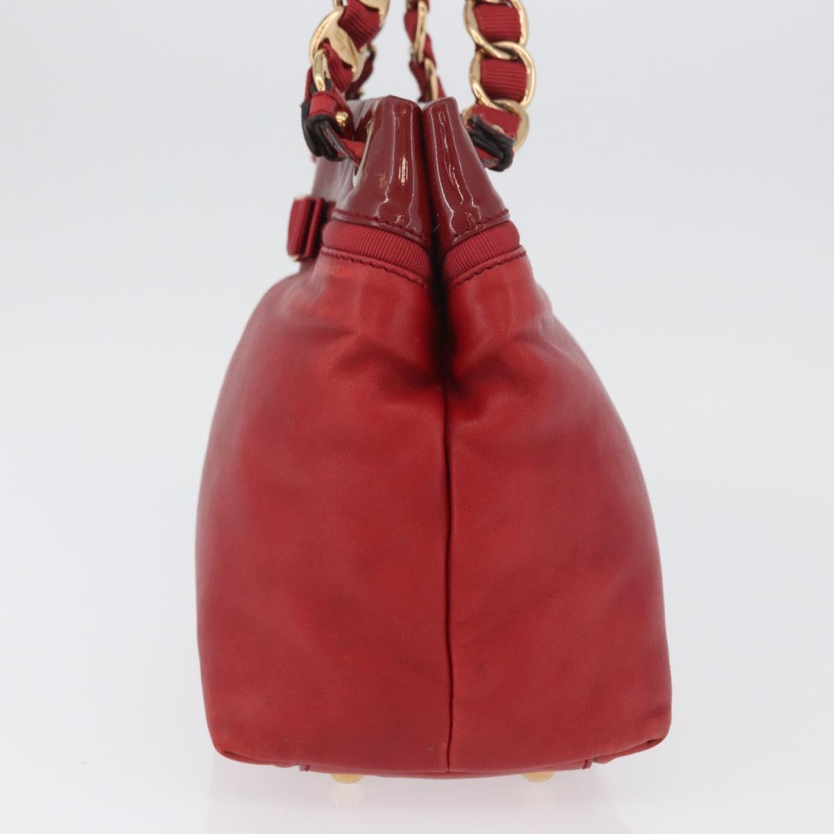 Salvatore Ferragamo Vala Tote Bag Leather Red Gold Auth LNZ476