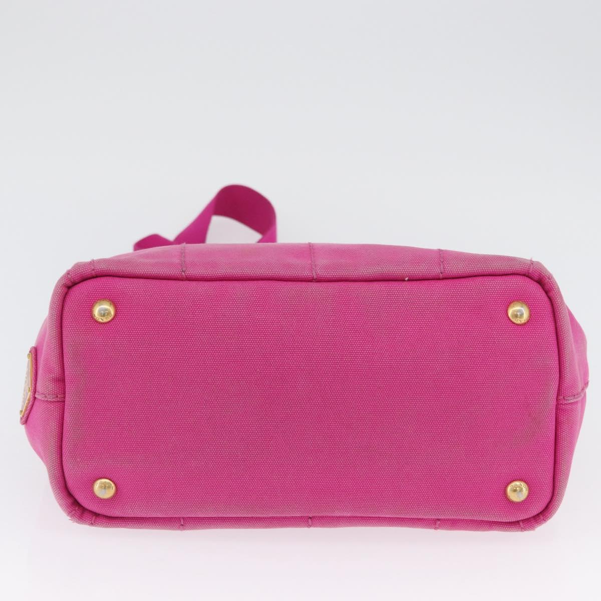 PRADA Canapa PM Hand Bag Canvas 2way Pink Gold Auth LNZ478