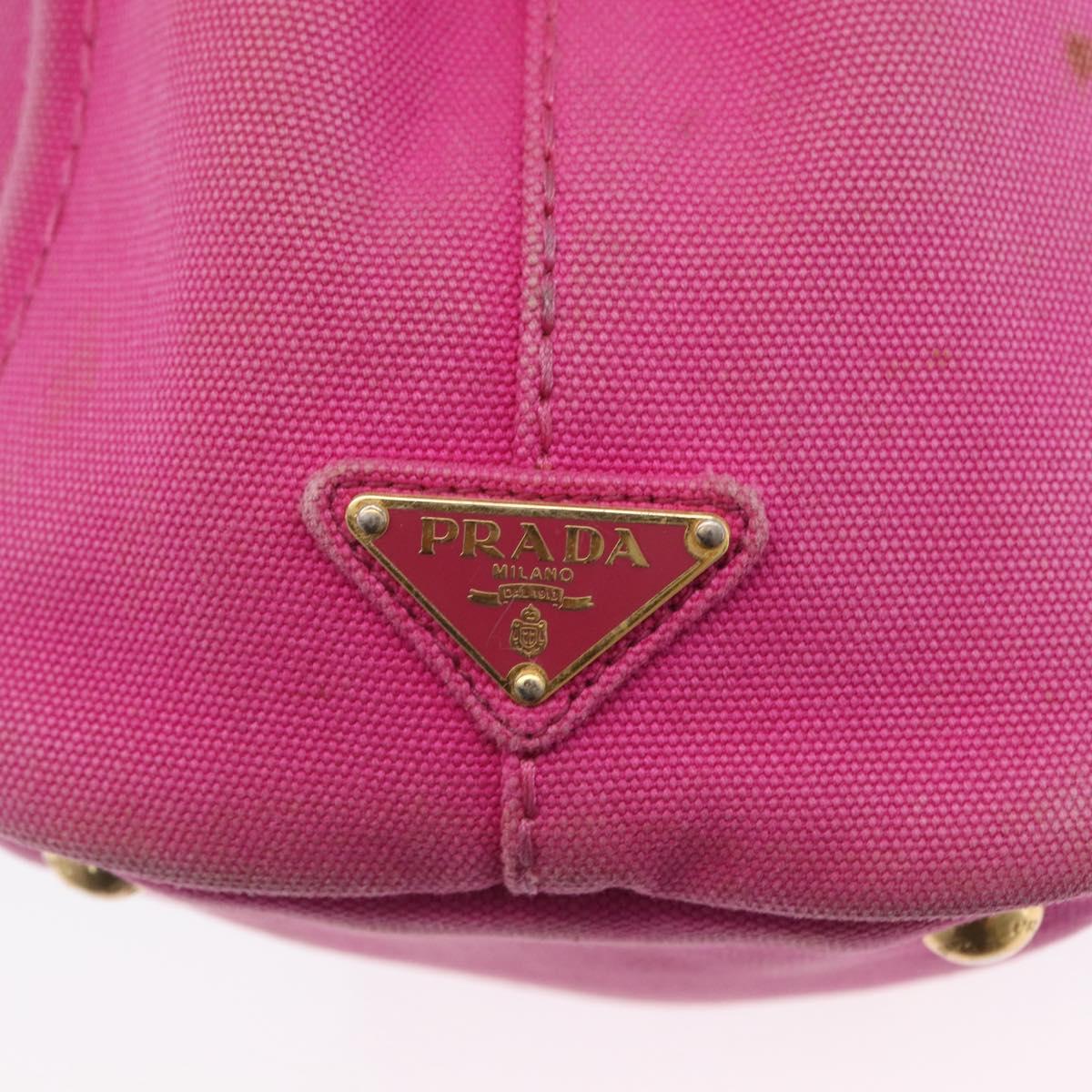 PRADA Canapa PM Hand Bag Canvas 2way Pink Gold Auth LNZ478