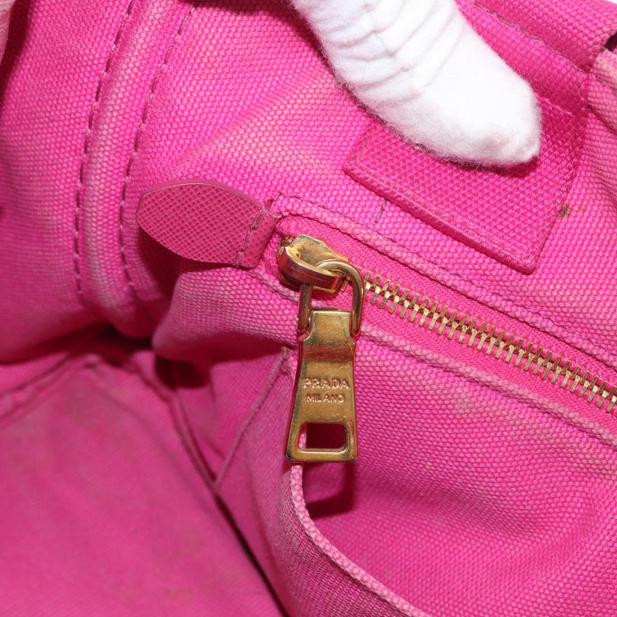 PRADA Canapa PM Hand Bag Canvas 2way Pink Gold Auth LNZ478